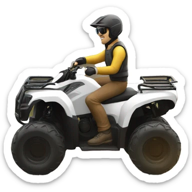 quad bike white with developer with sunglasses riding sticker