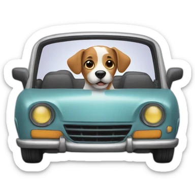 dog drives car sticker