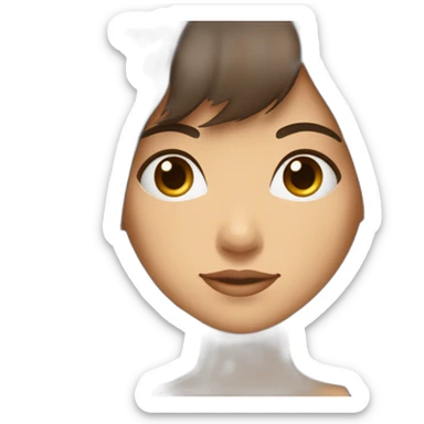 Fille brune cheveux brun et une mèche bleu mi long avec une frange rideaux yeux marrons  sticker