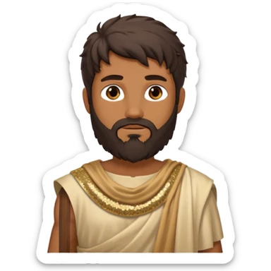Faunus, God from Nature Roman Deities with long dark brown hair and beard, tan sequin toga sticker