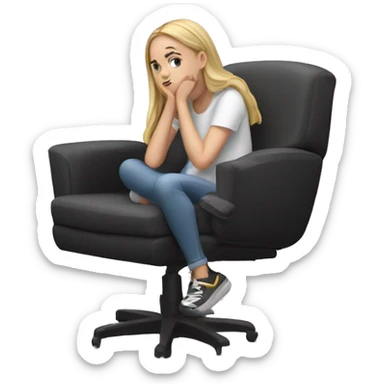 white girl thinking about life on a big gaming chair  sticker