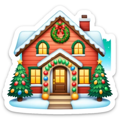 A house decorated for Christmas sticker