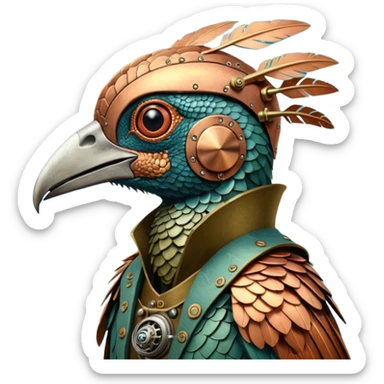 cinematic steam-punk -  hieronymus bosch phantasmagoric mutated creatures - hybrids of human, birds and and reptiles sticker