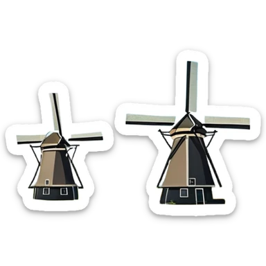 cinematic-realistic-kinderdijk-windmills-landmark-emoji,-showcasing-traditional-dutch-windmills-aligned-along-a-tranquil-canal,-with-lush-green-fields in a picture frame sticker