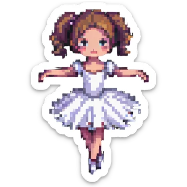 ballerina girl dancing in pixel art style sticker