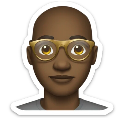African young man in round gold glasses sticker