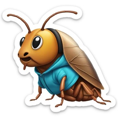 Cockroach wearing a hoodie with headphones  sticker
