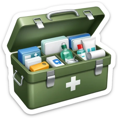 box with military medical supplies sticker