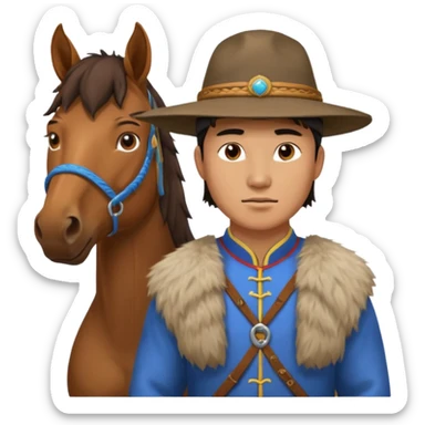 Cheval mongol avec chapeau sticker