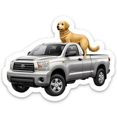 Silver 2008 Toyota tundra with golden retriever  sticker