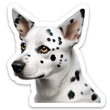 Blue eyed white Australian cattle dog mix with a few small black spots sticker