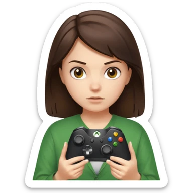 Brunette girl holding Xbox controller  sticker