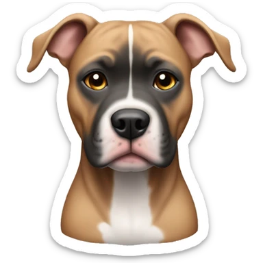 Pitbull with tan fur and a black face with gray hairs sticker