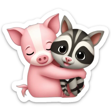 piglet hugs raccoon sticker