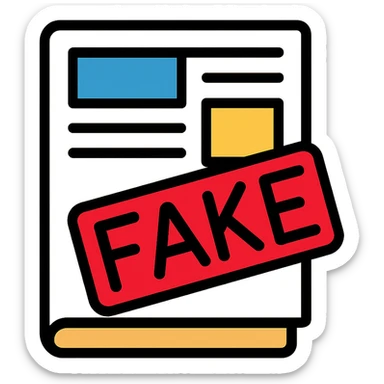 newspaper icon with a red 'FAKE' stamp across it sticker