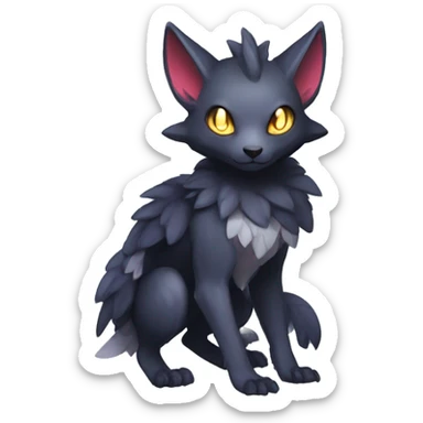 Cute cool shiny fantasy dark-shadow-themed animal hybrid Fakemon full body sticker