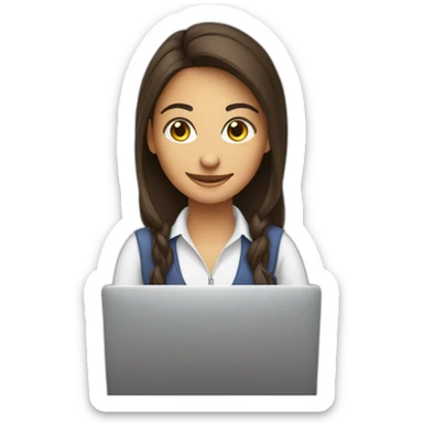 fille brune souriante qui travaille sur ordinateur sticker