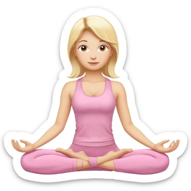 blonde yoga girl light pink clothes n sticker