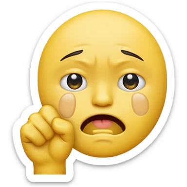 Crying emoji with the fist on the mouth sticker