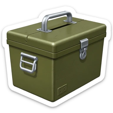 generate a very realistic closed weapon supply box sticker