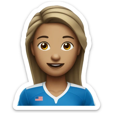 Make a girl who plays volleyball in a blue jersey sticker