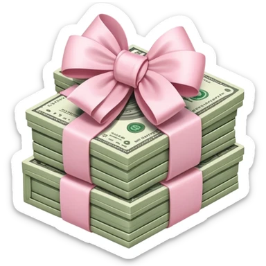 money stack with light pink bow sticker