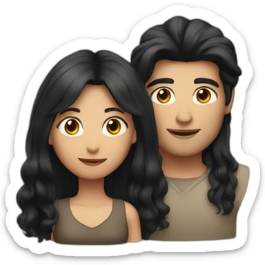 Men with Long black hair and girl with brown short hair sticker