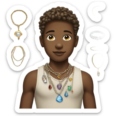 realistic boy wearing jewelry sticker