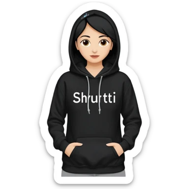 Hoodie with shruti written on it without any girl only hoodie sticker