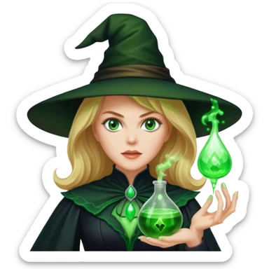 Nicole Kidman making green glowing potion in witch costume sticker