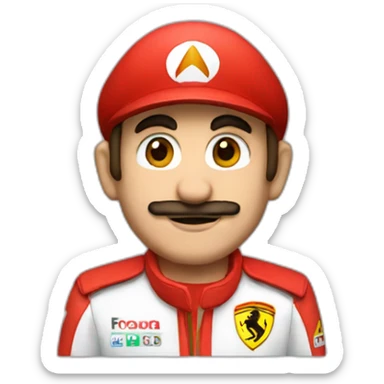 mario as ferrari formula one driver sticker