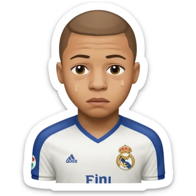 Mbappe crying with réal Madrid jersey on sticker