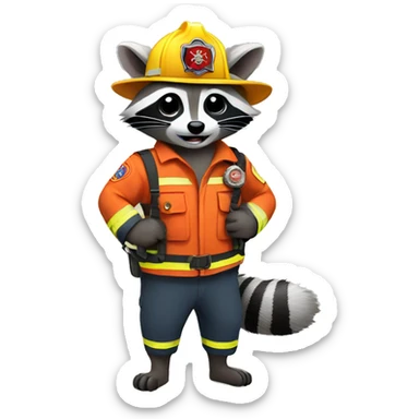raccoon as a firefighter  sticker