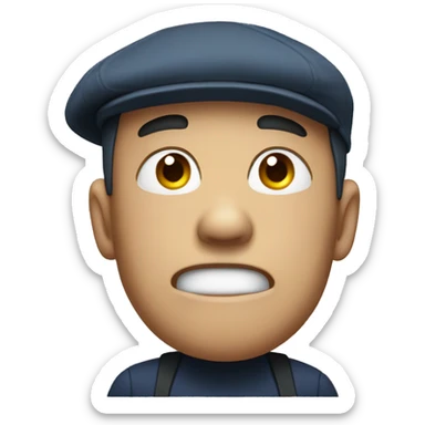 Loudly crying man with a flat cap sticker