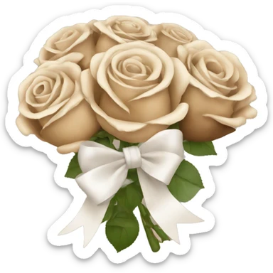 Beige and Brown roses Bouquet with white bow sticker