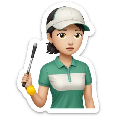 asian women golfer painful profile sticker