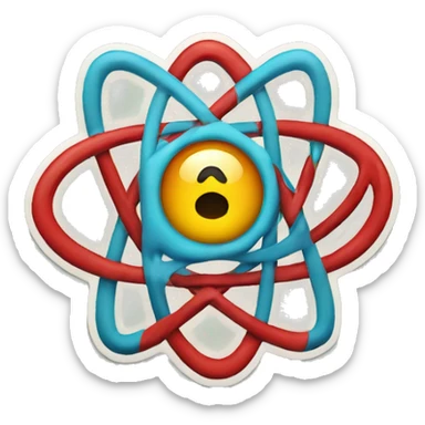 sticker of an atom with eyes and the letter "P" in the middle sticker
