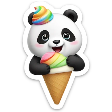 Panda eating ice cream sticker