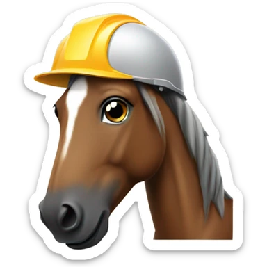 horse wearing a construction helmet sticker