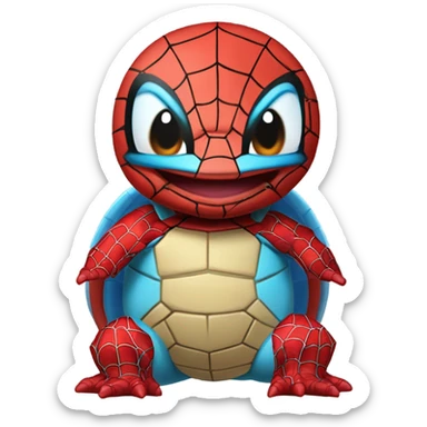 Squirtle disguised as spider Man sticker