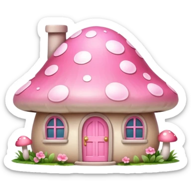 Girly pink tone cottage mushroom home sticker