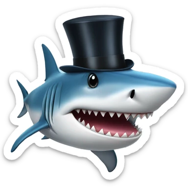 Shark with a top hat sticker