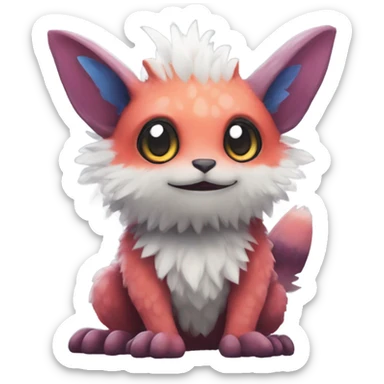 Colorful cute furry anthropomorphic painted Fakémon-Pokémon-Trico-Vernid-creature sticker