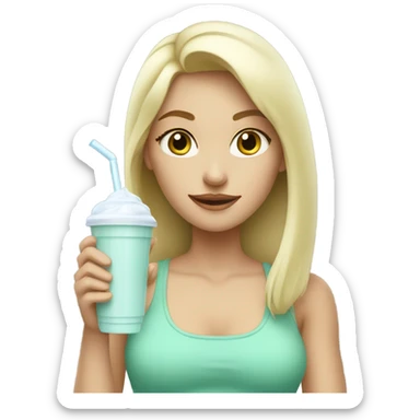 Protein shake blond girl drink mint clothes sticker