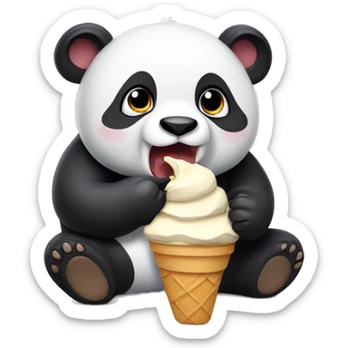 Panda eating ice cream sticker