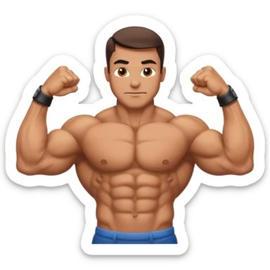 An extremely muscled man flexing biceps  sticker