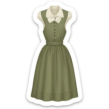Khaki green cottagecore dress sticker