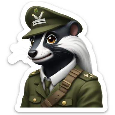A veteran skunk who's seen the horrors of war sticker