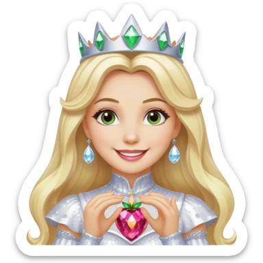The Good Witch from Oz with long blonde hair, white sequin outfit sticker