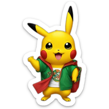 A picachu with a tshirt gucci sticker